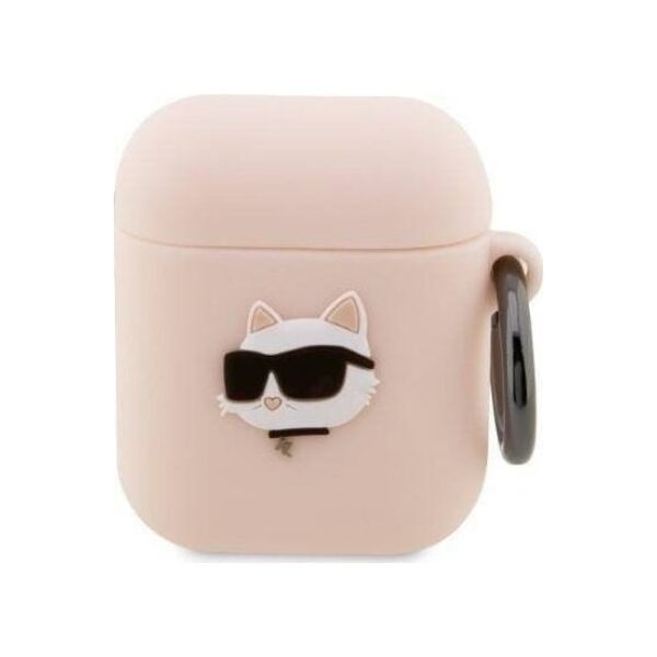 Karl Lagerfeld Etui Karl Lagerfeld KLA2RUNCHP Apple AirPods 2/1 cover różowy/pink Silicone Choupette Head 3D 12624527 3666339087951