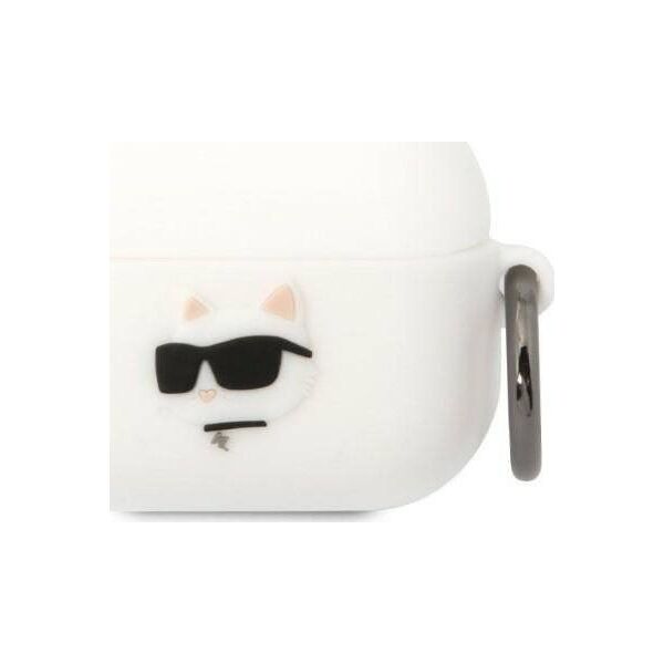 Karl Lagerfeld Etui Karl Lagerfeld KLAPRUNCHH Apple AirPods Pro cover biały/white Silicone Choupette Head 3D 12624542 3666339087937