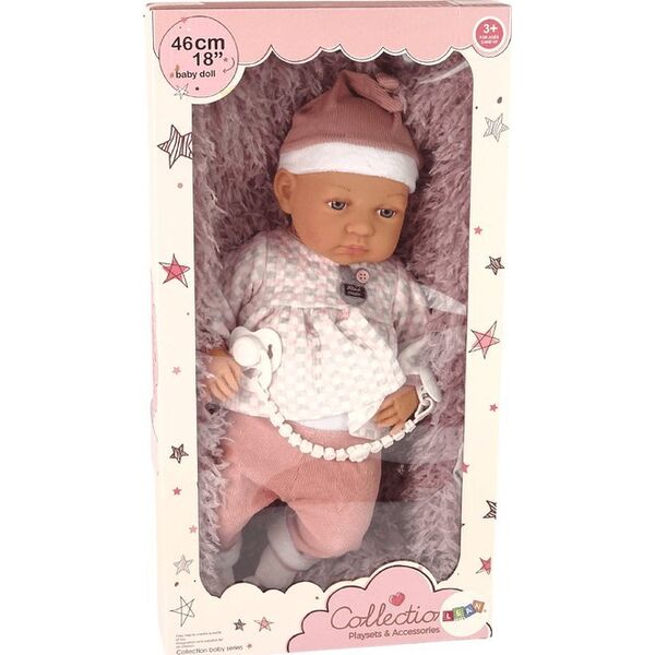 LeanToys Lalka Bobas 46 cm Różowa Smoczek Kocyk Piórka 12625940 5905214972080