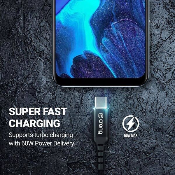 Kabel USB Crong USB-A - USB-C 0.25 m Czarny (CRG565) 12627427 5904310702355