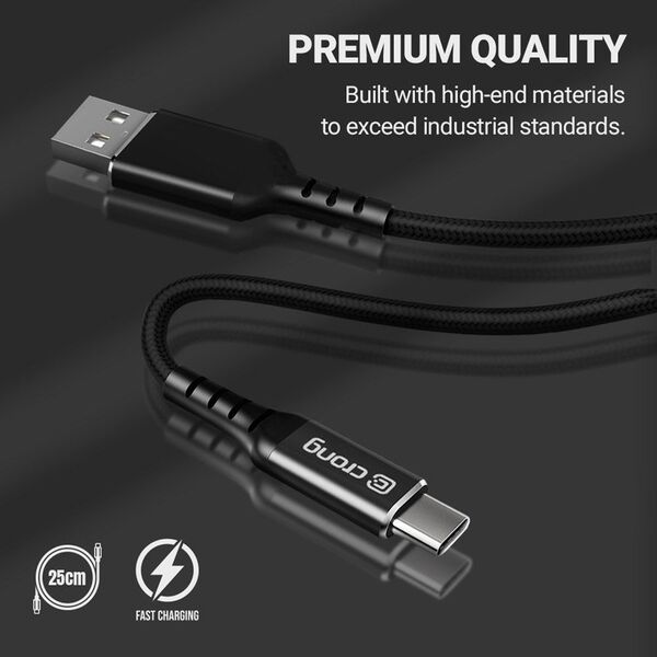Kabel USB Crong USB-C - USB-C 0.25 m Czarny (CRG-AL025USCC-BLK) 12627429 5904310702362