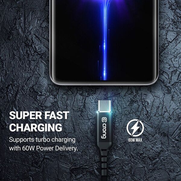 Kabel USB Crong USB-C - USB-C 0.25 m Czarny (CRG-AL025USCC-BLK) 12627429 5904310702362
