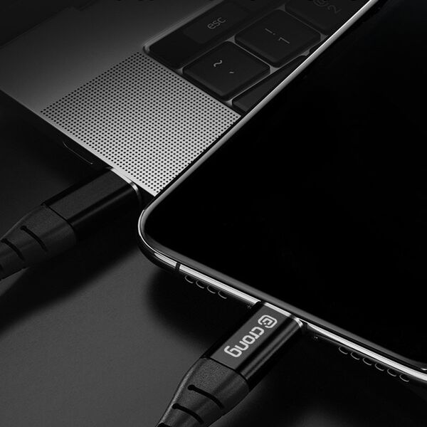 Kabel USB Crong USB-C - USB-C 0.25 m Czarny (CRG-AL025USCC-BLK) 12627429 5904310702362