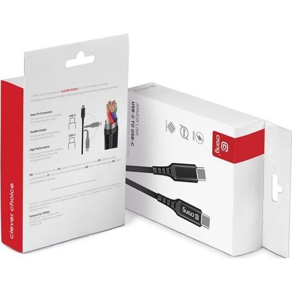 Kabel USB Crong USB-C - USB-C 2 m Czarny (CRG-AL200USCC-BLK) 12627430 5904310702386