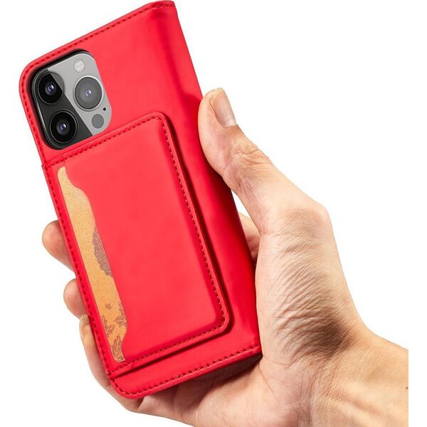 Hurtel Magnet Card Case etui iPhone 14 Pro pokrowiec z klapką portfel podstawka czerwone 12718331 9145576263426