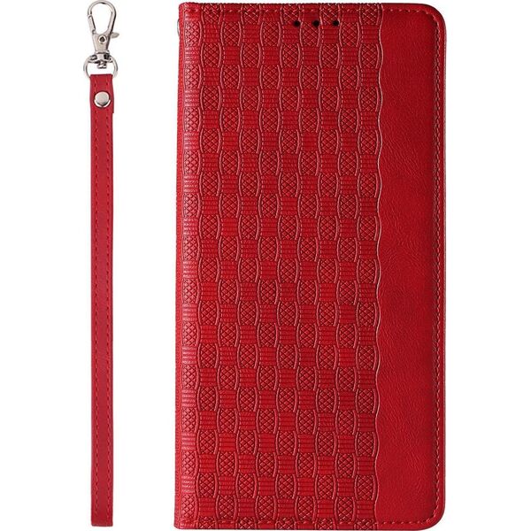 Hurtel Magnet Strap Case etui iPhone 14 Pro Max pokrowiec z klapką portfel mini smycz podstawka czerwone 12718356 9145576263662