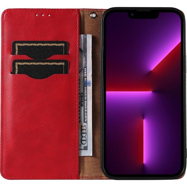 Hurtel Magnet Strap Case etui iPhone 14 Pro Max pokrowiec z klapką portfel mini smycz podstawka czerwone 12718356 9145576263662
