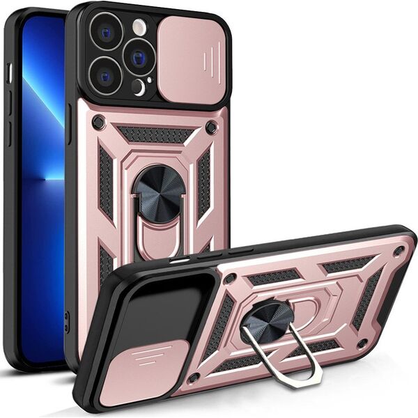 Hurtel Hybrid Armor Camshield etui iPhone 13 Pro Max pancerny pokrowiec z osłoną na aparat różowe 12718600 9145576268025