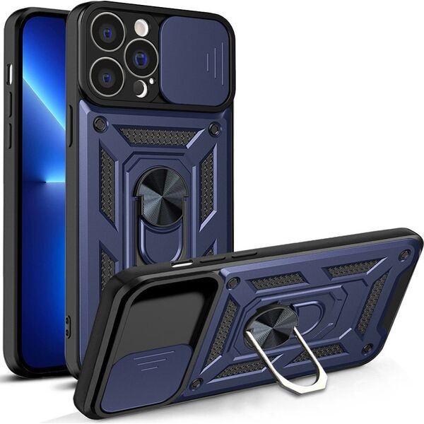 Hurtel Hybrid Armor Camshield etui iPhone 13 Pro Max pancerny pokrowiec z osłoną na aparat niebieskie 12718617 9145576268018