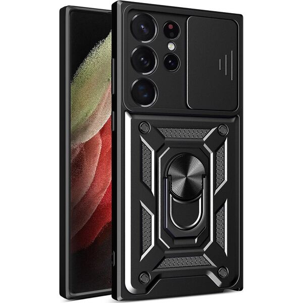 Hurtel Hybrid Armor Camshield etui do Samsung Galaxy S23 Ultra pancerny pokrowiec z osłoną na aparat czarne 12741094 9145576272800