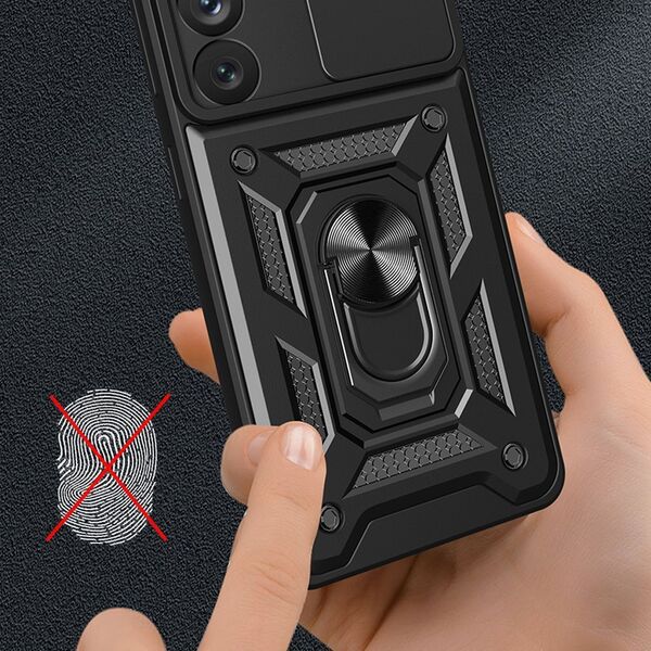 Hurtel Hybrid Armor Camshield etui do Samsung Galaxy S23 Ultra pancerny pokrowiec z osłoną na aparat czarne 12741094 9145576272800