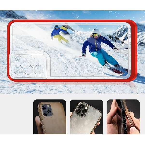 Hurtel Clear 3in1 etui do Samsung Galaxy S23+ silikonowy pokrowiec z ramką czerwone 12741102 9145576272688