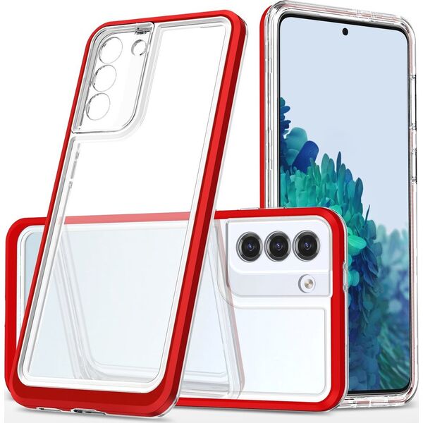 Hurtel Clear 3in1 etui do Samsung Galaxy S23 silikonowy pokrowiec z ramką czerwone 12741104 9145576272657