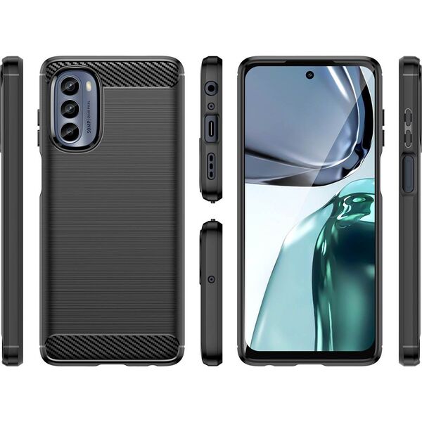 Hurtel Carbon Case etui do Motorola Moto G62 5G elastyczny silikonowy karbonowy pokrowiec czarne 12741118 9145576271766