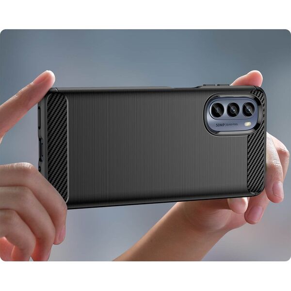 Hurtel Carbon Case etui do Motorola Moto G62 5G elastyczny silikonowy karbonowy pokrowiec czarne 12741118 9145576271766