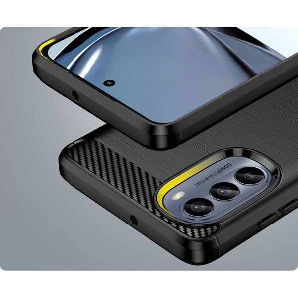 Hurtel Carbon Case etui do Motorola Moto G62 5G elastyczny silikonowy karbonowy pokrowiec czarne 12741118 9145576271766