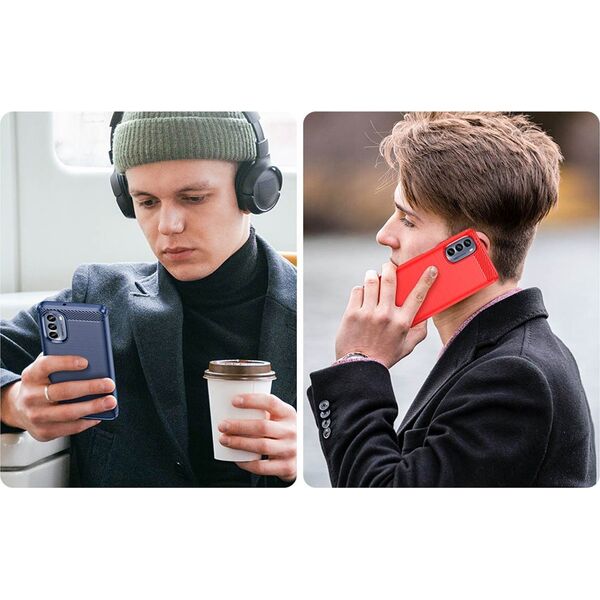 Hurtel Carbon Case etui do Motorola Moto G62 5G elastyczny silikonowy karbonowy pokrowiec czarne 12741118 9145576271766