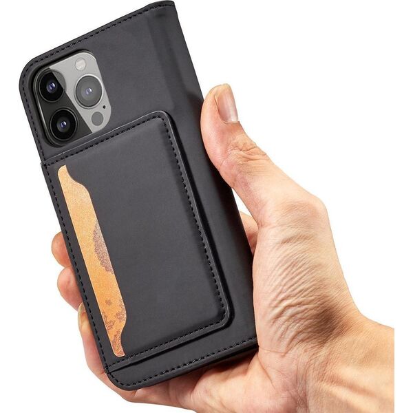Hurtel Magnet Card Case etui Samsung Galaxy S23 Ultra pokrowiec z klapką portfel podstawka czarne 12741388 9145576271117
