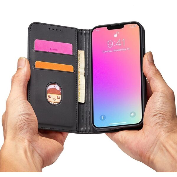 Hurtel Magnet Card Case etui Samsung Galaxy S23 Ultra pokrowiec z klapką portfel podstawka czarne 12741388 9145576271117