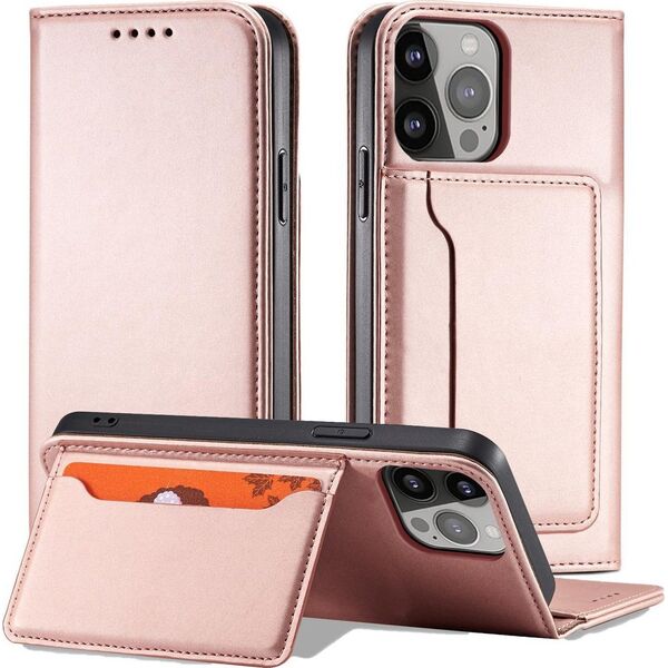 Hurtel Magnet Card Case etui Samsung Galaxy S23+ pokrowiec z klapką portfel podstawka różowe 12741391 9145576271100