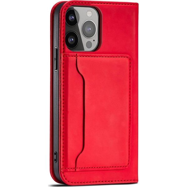 Hurtel Magnet Card Case etui Samsung Galaxy S23+ pokrowiec z klapką portfel podstawka czerwone 12741394 9145576271094