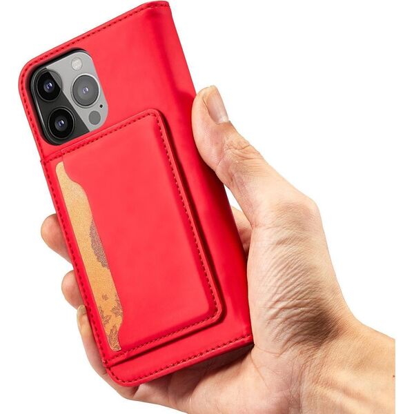 Hurtel Magnet Card Case etui Samsung Galaxy S23+ pokrowiec z klapką portfel podstawka czerwone 12741394 9145576271094