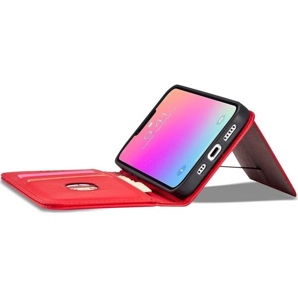 Hurtel Magnet Card Case etui Samsung Galaxy S23+ pokrowiec z klapką portfel podstawka czerwone 12741394 9145576271094