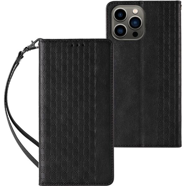 Hurtel Magnet Strap Case etui Samsung Galaxy S23 pokrowiec z klapką portfel mini smycz podstawka czarne 12741395 9145576271230