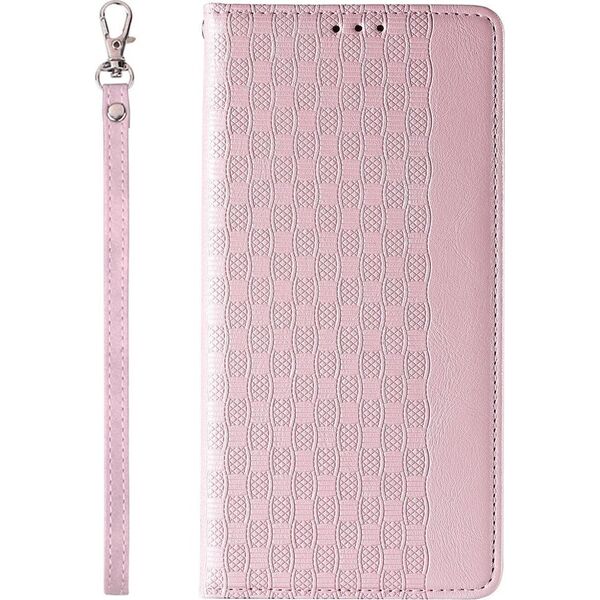 Hurtel Magnet Strap Case etui Samsung Galaxy S23+ pokrowiec z klapką portfel mini smycz podstawka różowe 12741406 9145576271308