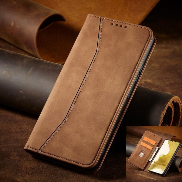 Hurtel Magnet Fancy Case etui Samsung Galaxy S23+ pokrowiec z klapką portfel podstawka brązowe 12741418 9145576271506