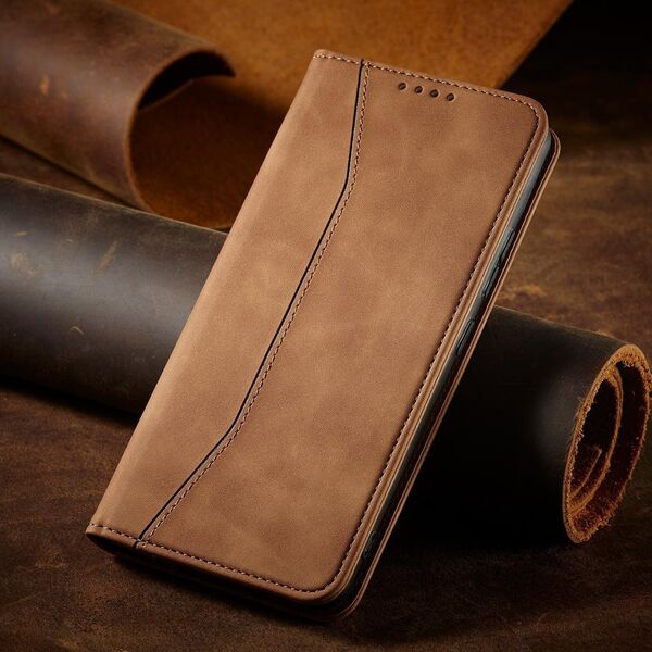 Hurtel Magnet Fancy Case etui Samsung Galaxy S23+ pokrowiec z klapką portfel podstawka brązowe 12741418 9145576271506