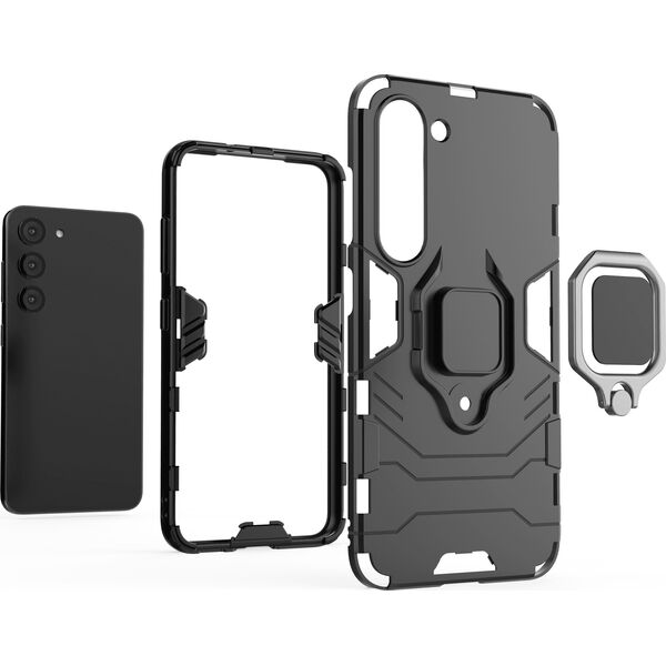 Hurtel Ring Armor etui do Samsung Galaxy S23 pancerny pokrowiec uchwyt magnetyczny ring czarne 12748379 9145576272206