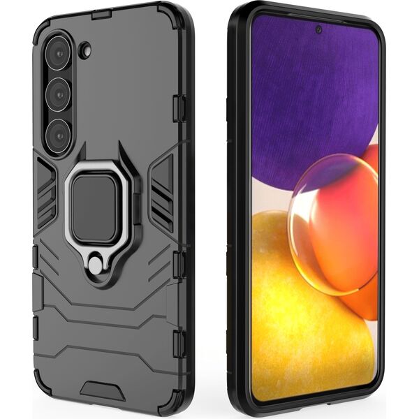 Hurtel Ring Armor etui do Samsung Galaxy S23 pancerny pokrowiec uchwyt magnetyczny ring czarne 12748379 9145576272206