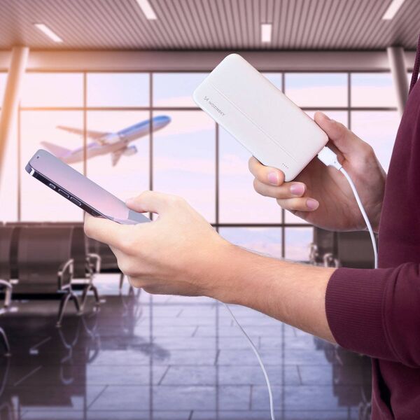 Powerbank Wozinsky Wozinsky PowerBank 10000mAh 2xUSB Biały LED Lekki WPBWE1 12753653 5907769307577