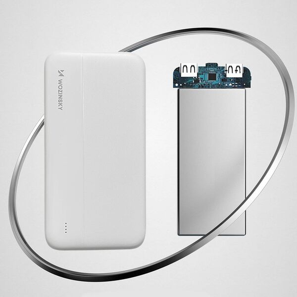 Powerbank Wozinsky Wozinsky PowerBank 10000mAh 2xUSB Biały LED Lekki WPBWE1 12753653 5907769307577