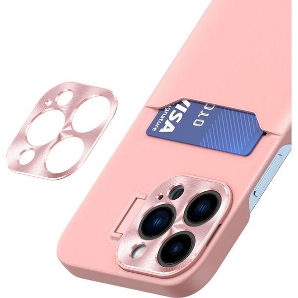 Hurtel Leather Stand Case etui Samsung Galaxy S23 Ultra pokrowiec portfel na kartę z podstawką różowe 12814660 9145576274842