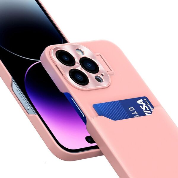 Hurtel Leather Stand Case etui Samsung Galaxy S23 pokrowiec portfel na kartę z podstawką różowe 12814661 9145576274903