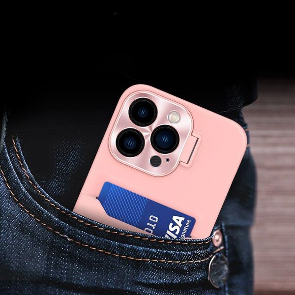 Hurtel Leather Stand Case etui Samsung Galaxy S23 pokrowiec portfel na kartę z podstawką różowe 12814661 9145576274903