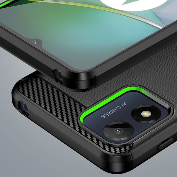 Hurtel Carbon Case etui Motorola Moto E13 elastyczny silikonowy karbonowy pokrowiec czarne 12814673 9145576274682