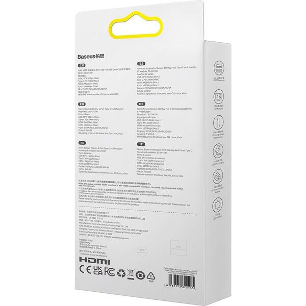 Stacja/replikator Baseus 6w1 StarJoy USB-C (WKWG080013) 12834374 6932172622145