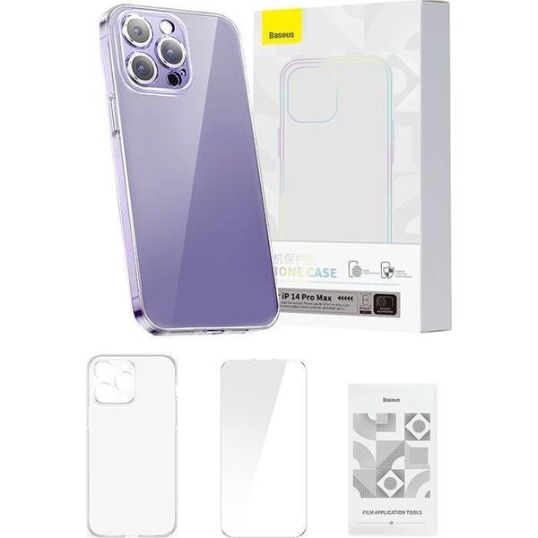 Baseus Etui ochronne Baseus Crystal Clear 14 Pro Max (transparentne) + szkło hartowane + zestaw czyszczący 12854151 6932172627713