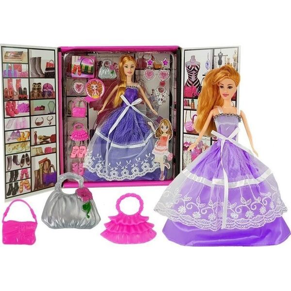 LeanToys Lalka Fioletowa Suknia Bal Torebka Szpilki Biżuteria 12857884 5905515350037