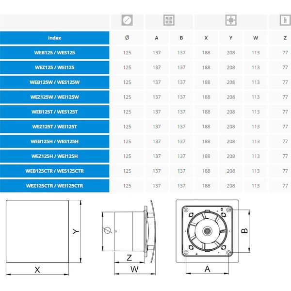 AWENTA Wentylator łazienkowy Escudo Awenta WES125H fi125mm 175m3/h 18W 230V z czujnikiem wilgotności i opóźnieniem czasowym srebrny 12864525 5905033304079