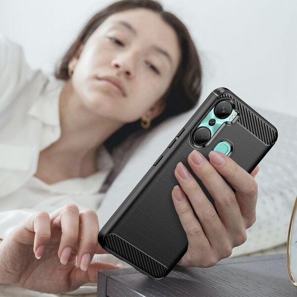Hurtel Carbon Case etui do Infinix Hot 12 Pro elastyczny silikonowy karbonowy pokrowiec czarne 12894966 9145576275474
