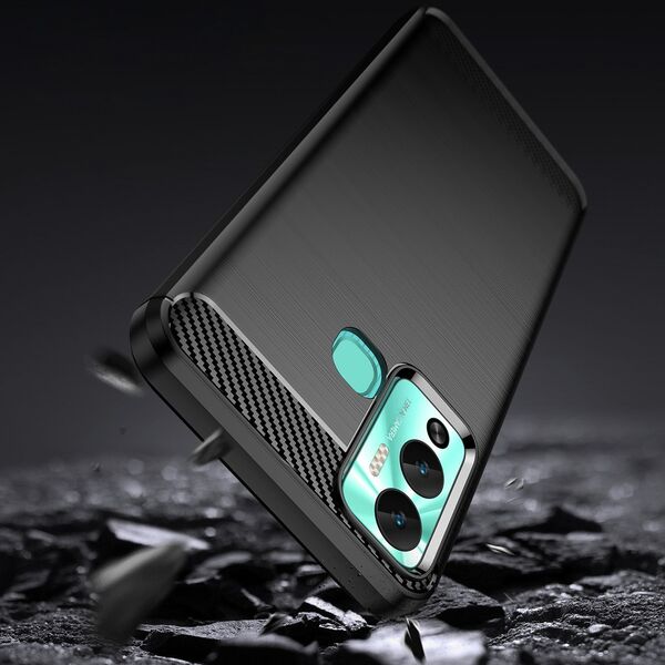 Hurtel Carbon Case etui do Infinix Hot 12 Play NFC / Hot 12 Play elastyczny silikonowy karbonowy pokrowiec czarne 12894974 9145576275429