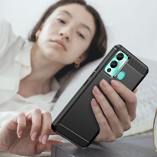 Hurtel Carbon Case etui do Infinix Hot 12 Play NFC / Hot 12 Play elastyczny silikonowy karbonowy pokrowiec czarne 12894974 9145576275429