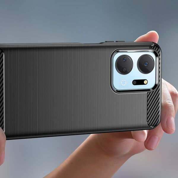 Hurtel Carbon Case etui do Honor Play 40 Plus / Honor X7a elastyczny silikonowy karbonowy pokrowiec czarne 12894981 9145576275399
