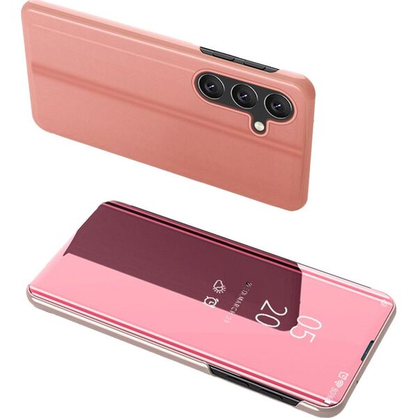 Hurtel Clear View Case etui do Samsung Galaxy A24 4G pokrowiec z klapką różowe 12895002 9145576275955
