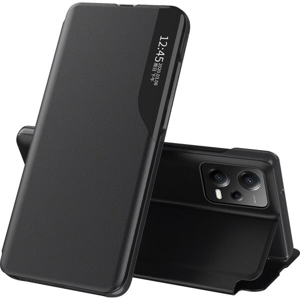 Hurtel Eco Leather View Case etui do Xiaomi Redmi Note 12 Pro+ z klapką podstawka czarne 12895018 9145576275801