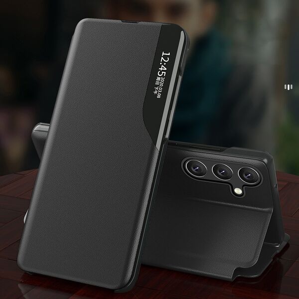 Hurtel Eco Leather View Case etui do Xiaomi Redmi Note 12 Pro+ z klapką podstawka czarne 12895018 9145576275801